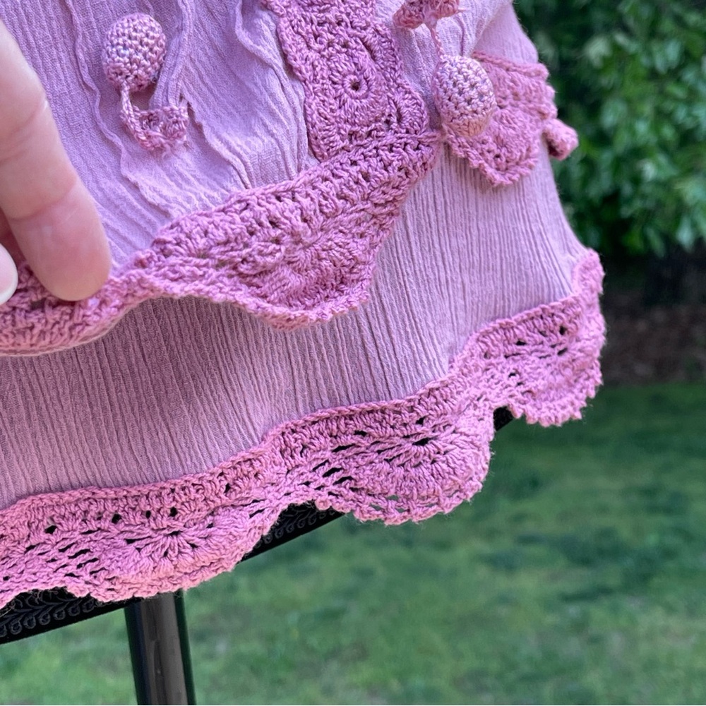 Tracy Porter Tank Top Boho Mauve/Pink Crochet Babydoll Women’s Size 6-8 EUC - Picture 8 of 15